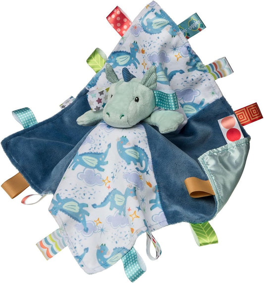 Taggies Stuffed Animal Lovey Security Blanket with Sensory Tags, 13 X 13-Inches, Drax Dragon