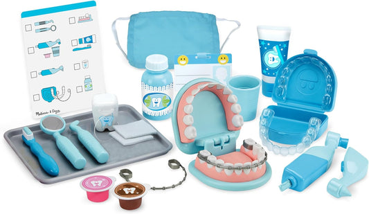 Melissa & Doug Super Smile Dentist Kit with Pretend Play Set of Teeth and Dental Accessories (25 Toy Pieces) - Pretend Dentist Play Set, Dentist Toy, Dentist Kit for Kids Ages 3+