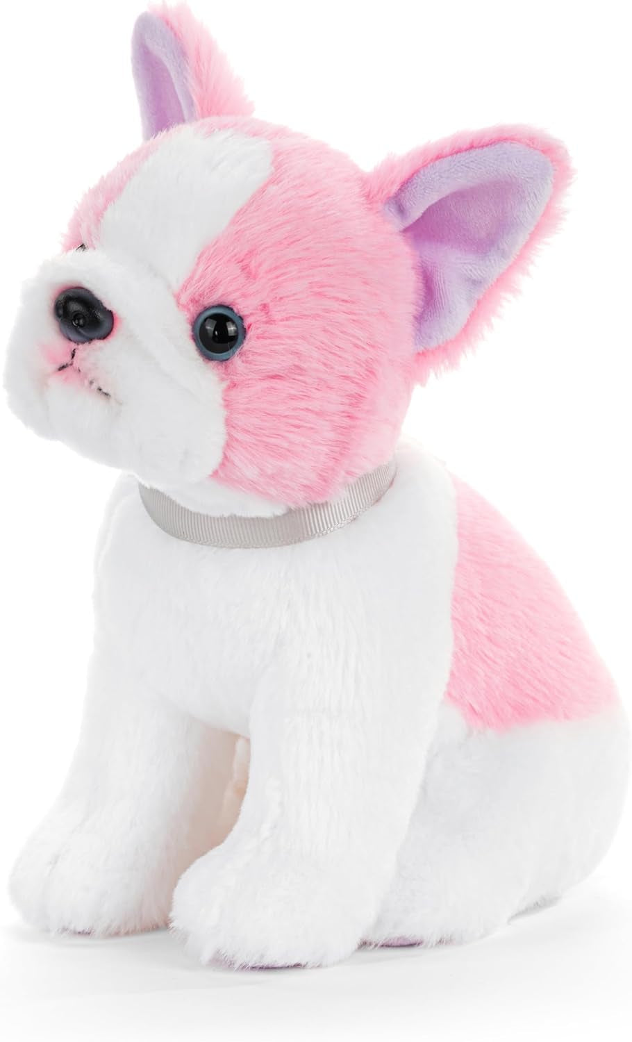 DEMDACO Animalcraft 8 X 7 Inch Polyester Cuddly, Soft Plush, Toy, Stuffed Animal, Pink and White, French Bulldog