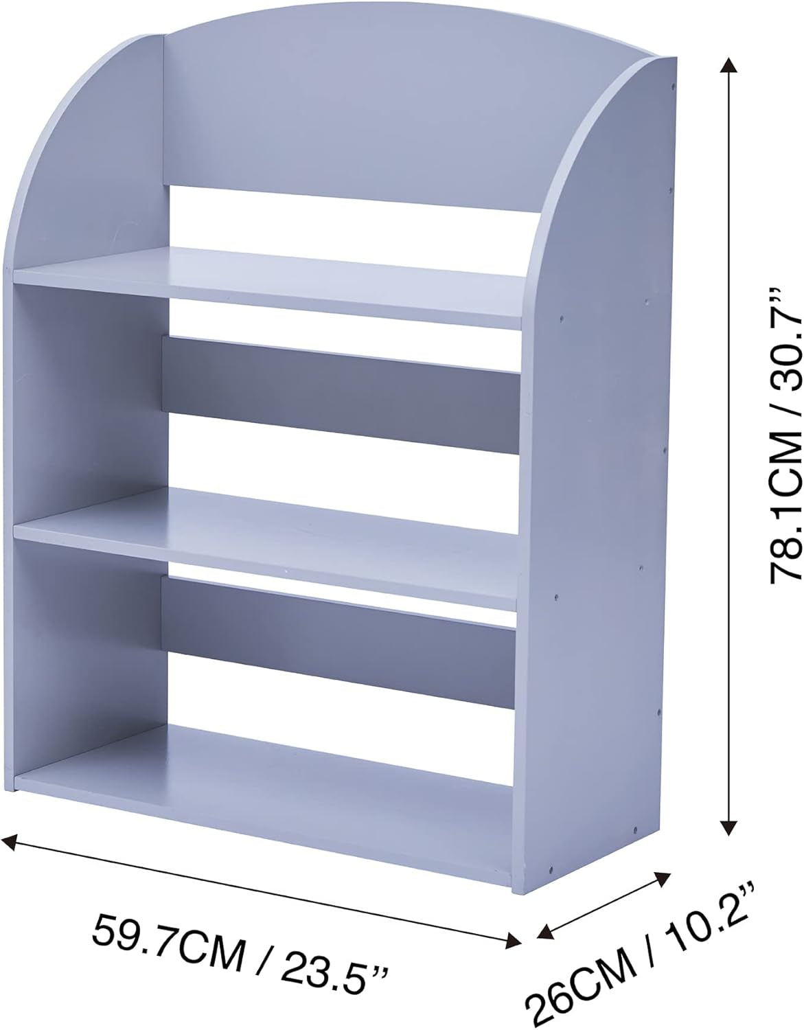 Fantasy Fields 3 Tier Bookshelves with Rounded Edges Kids Bookshelf, Gray