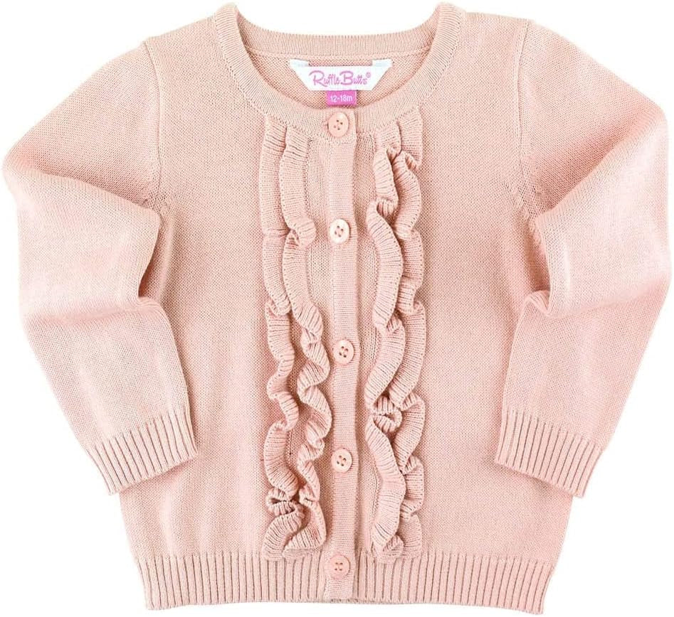 Rufflebutts® Baby/Toddler Girls Ruffled Long Sleeve Cardigan Button-Up Sweater