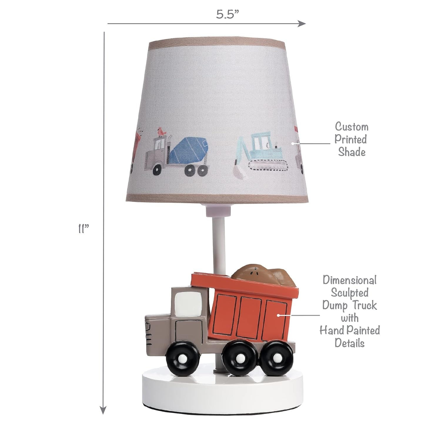 Bedtime Originals Construction Zone Truck Nursery Lamp with Shade & Bulb