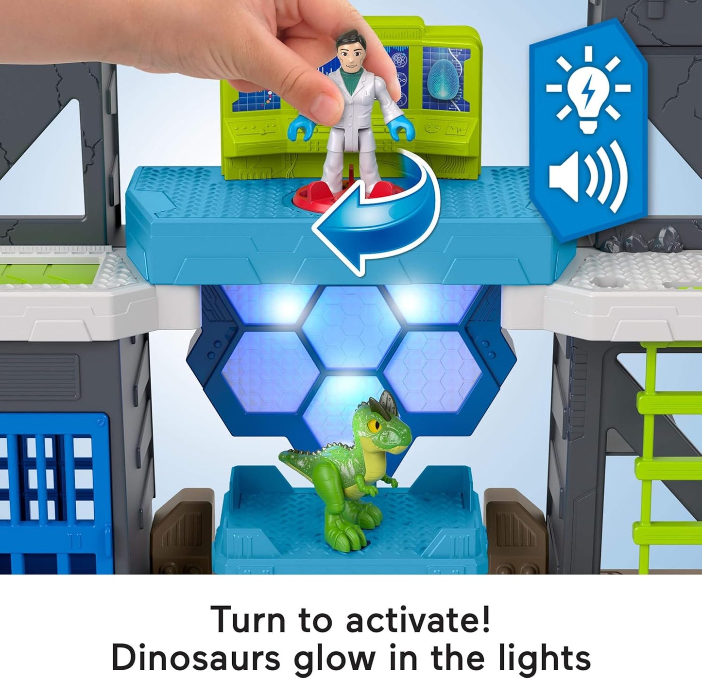 Fisher-Price Imaginext Jurassic World Dinosaur Toys Scan & Glow Dino Playset with Lights & Sounds for Kids Ages 3+ Years​