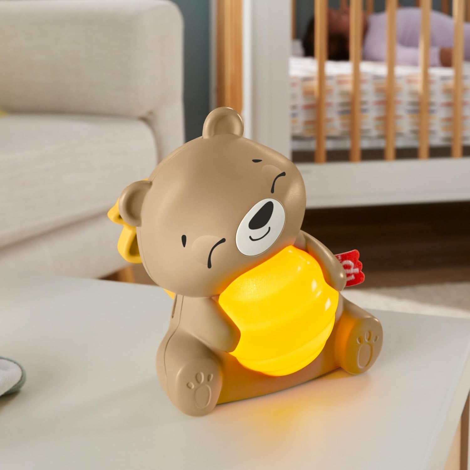 Fisher Price Baby Toy Beary Soothing Portable Sound Machine with Music, Night Light & Customizable Timer for Newborns 0+ Months