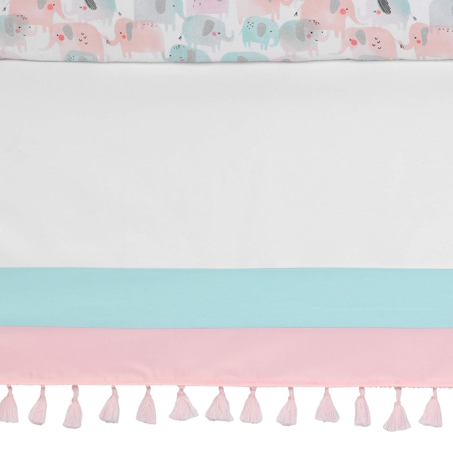 Lambs & Ivy Watercolor Pastel Pink/Mint Rainbow 5-Piece Baby Crib Bedding Set