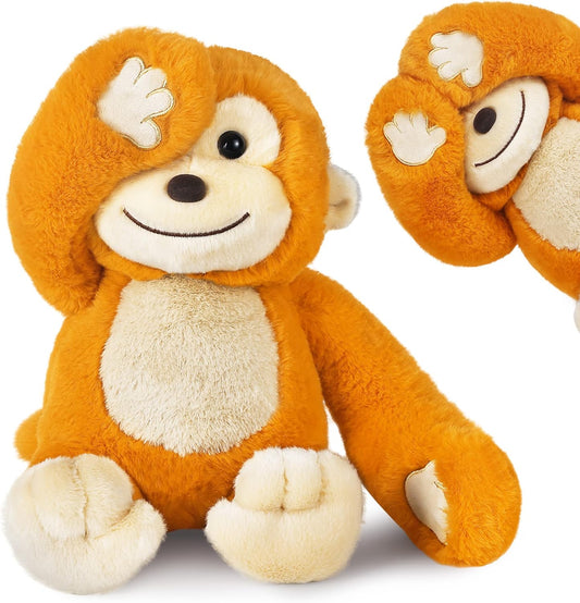 Iplay, Ilearn Baby Monkey Stuffed Animal, 12" Infant Soft Hide Seek Plush Toy, Newborn Babies First Gift, Cute Birthday Present for 0 3 6 9 12 Month, 1 2 3 4 Year Old Toddlers Girl Boy Kid