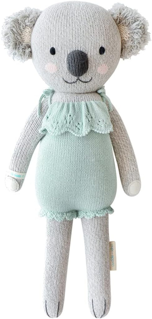 Cuddle + Kind Mint Claire the Koala Little 13" Hand-Knit Doll – 1 Doll = 10 Meals, Fair Trade, Heirloom Quality, Handcrafted in Peru, 100% Cotton Yarn