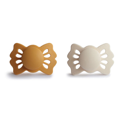 FRIGG Lucky Symmetrical Silkysoft Silicone Baby Pacifier | Made in Denmark | Bpa-Free (Honey Gold/Cream, 0-6 Months)