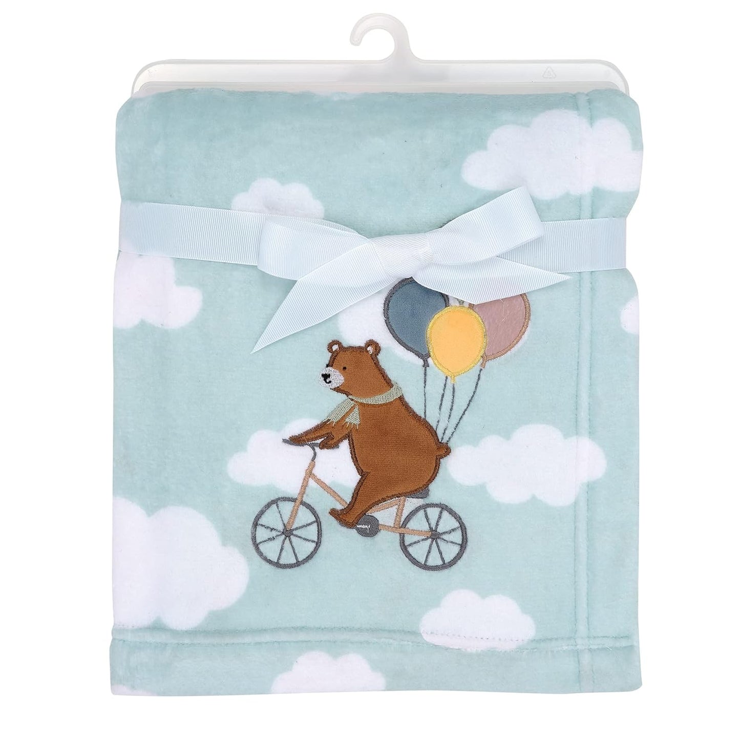 Bedtime Originals up up & Away Bear/Balloon/Cloud Soft Blue Fleece Baby Blanket