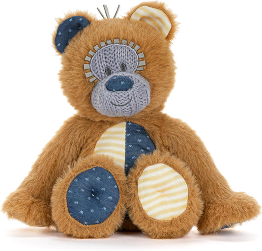 DEMDACO Oddball 8 X 6.5 Inch Polyester Soft Cuddly, Huggable, Toy, Plush Stuffed Animal, Brown and Blue, Bear