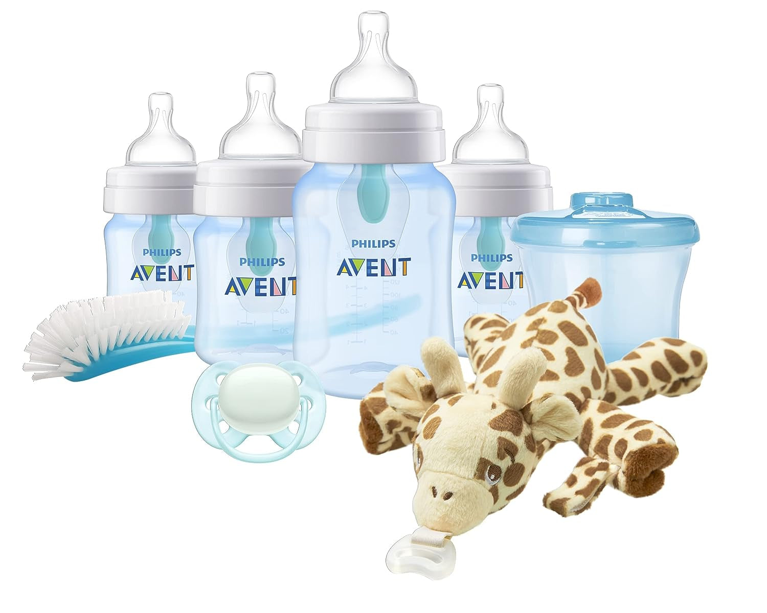 Philips AVENT Anti-Colic Baby Bottle with Airfree Vent Newborn Gift Set with Snuggle, Clear, SCD306/10