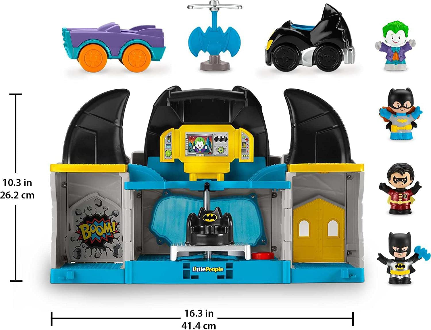 Fisher-Price Little People DC Super Friends Toddler Toy Deluxe Batcave Playset with Batman Figure for Pretend Play Ages 18+ Months (Amazon Exclusive)