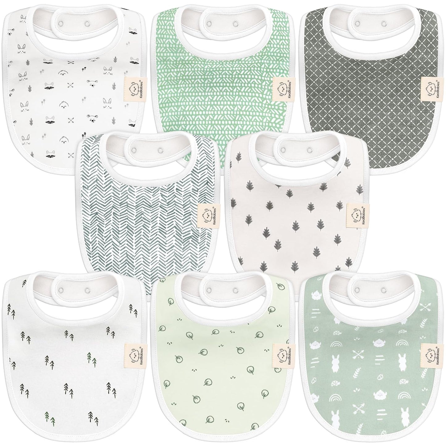 8-Pack Organic Baby Bibs for Boys, Girls - Soft Cotton Drooling and Teething Baby Bibs, Baby Girl Bibs, Baby Boy Bibs, Baby Drool Bibs for Baby Girl, Boy, Newborn Infant Bibs (Grayscale)