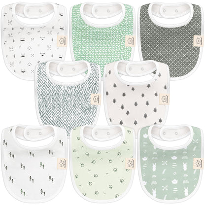 8-Pack Organic Baby Bibs for Boys, Girls - Soft Cotton Drooling and Teething Baby Bibs, Baby Girl Bibs, Baby Boy Bibs, Baby Drool Bibs for Baby Girl, Boy, Newborn Infant Bibs (Grayscale)