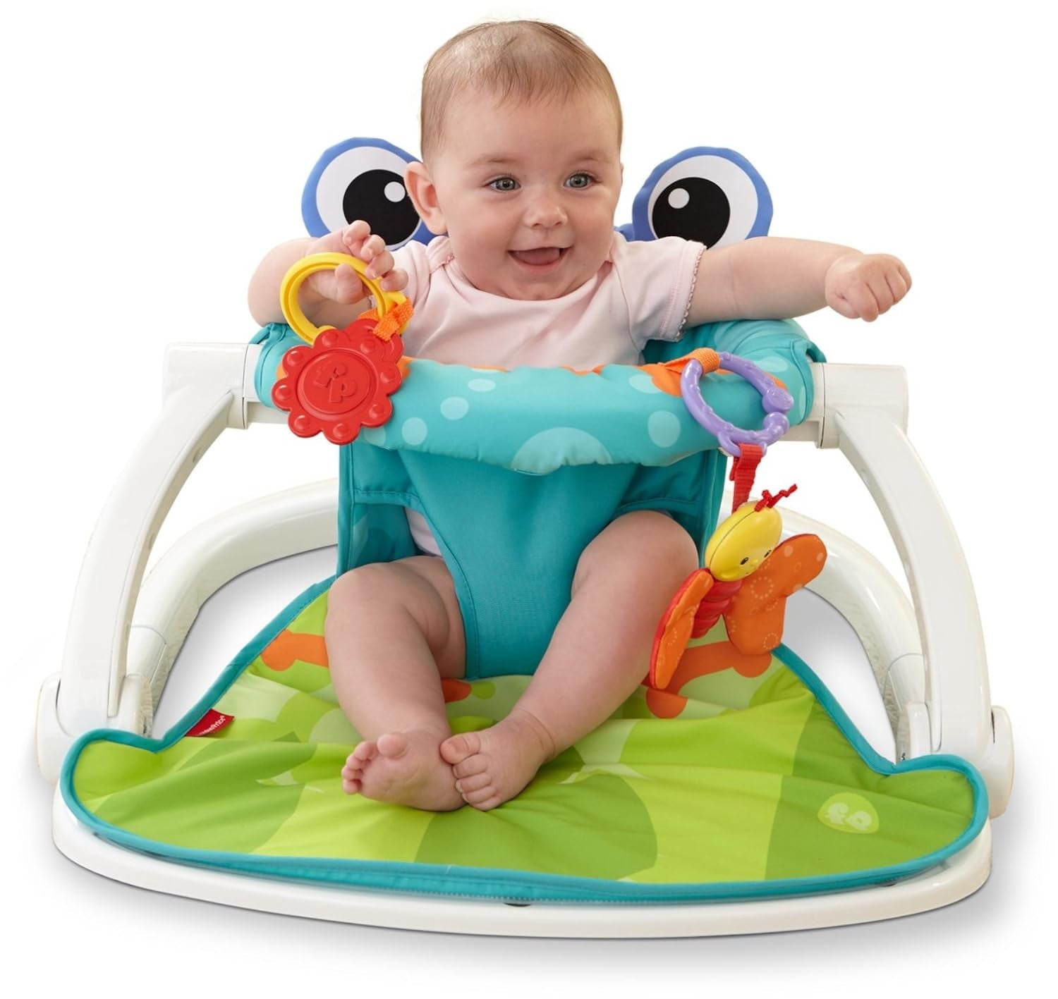 Fisher-Price Portable Baby Chair Sit-Me-Up Floor Seat with Developmental Toys & Machine Washable Seat Pad, Froggy