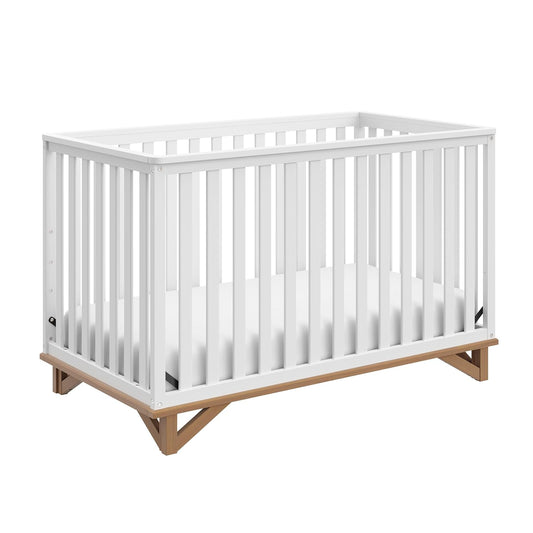 Storkcraft Santa Monica 5-In-1 Convertible Crib (White with Vintage Driftwood) – GREENGUARD Gold Certified, Modern Design, Two-Tone Baby Crib, Converts to Toddler Bed, Daybed and Full-Size Bed