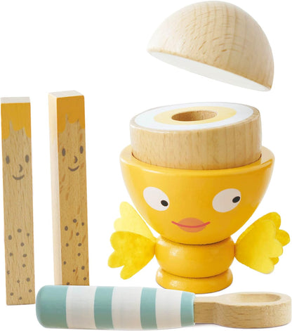 Le Toy Van - Wooden Honeybake 'Chicky Chick' Wooden Egg Cup Set | Pretend Food Kitchen Play Toy Set | Kids Role Play Toy Kitchen Accessories