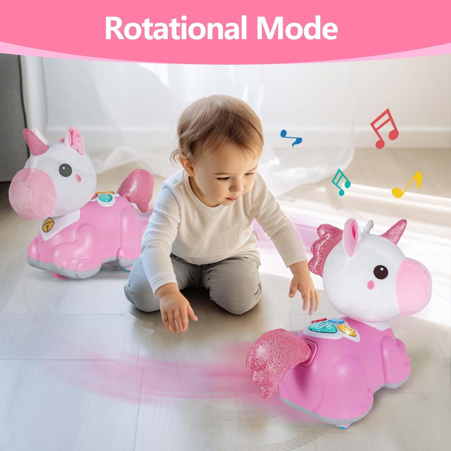 Iplay, Ilearn Baby Toys 6-12 Months, Crawling Toys for 9-12 Month Girls, Infant Tumny Time, 1 Year Old 1St Birthday Gift, Unicorn Musical Toys for Toddlers 0-2, Light up Sensory Baby Toys 12-18 Months