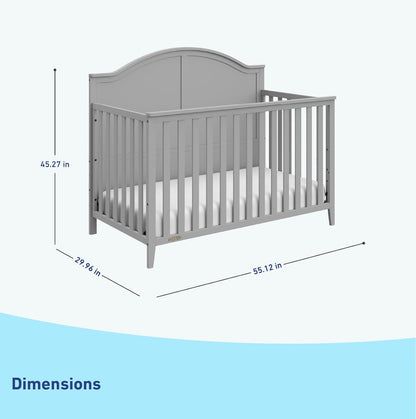 Graco Wilfred 5-In-1 Convertible Crib (Pebble Gray) – GREENGUARD Gold Certified, Converts to Toddler Bed and Full-Size Bed, Fits Standard Full-Size Crib Mattress, Adjustable Mattress Support Base