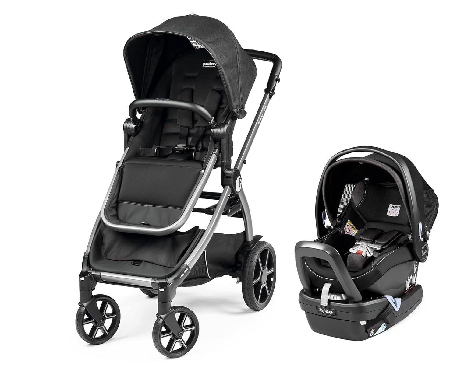 Peg Perego Ypsi Travel System - Includes Ypsi Lightweight Reversible Stroller and Primo Viaggio 4-35 Nido Infant Car Seat - Made in Italy - Atmosphere (Grey)