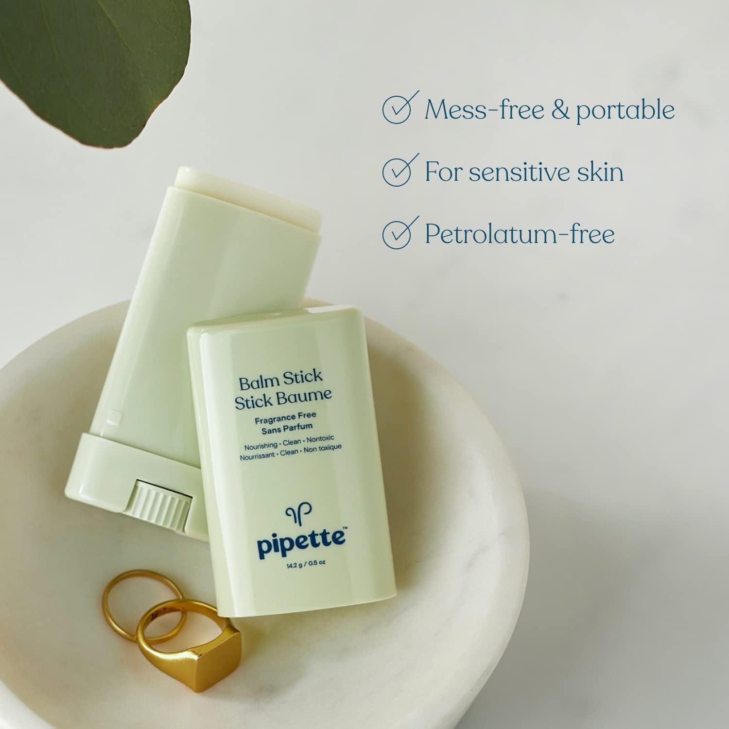 Pipette Balm Stick for Dry Skin, Easy Application, Mess-Free, Ultra-Moisturizing, Diaper Balm, 0.5 Oz