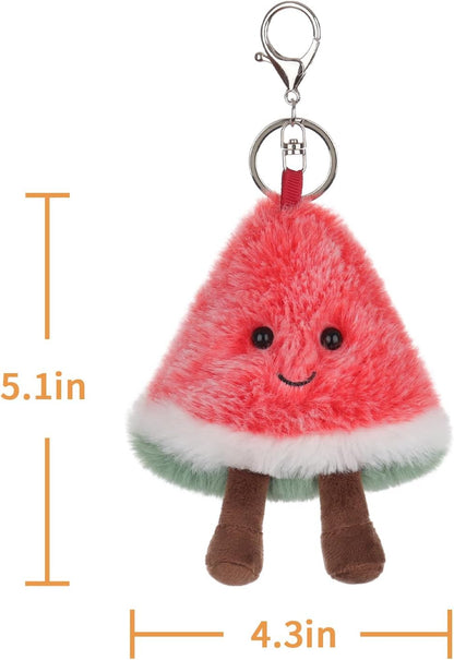 Apricot Lamb Watermelon Cute Keychain, Soft Stuffed Plush Keychain Toys for Kids’ Backpack, Purse, 3.5Inches