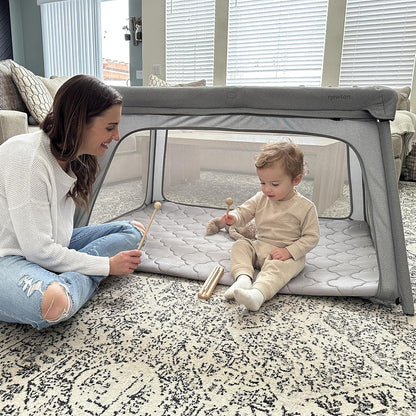 Newton Baby Travel Crib and Play Yard - New for 2024 with Easy Disassembly | Safe, Breathe-Thru Mattress | Completely Washable | Largest-In-Class with Travel Bag