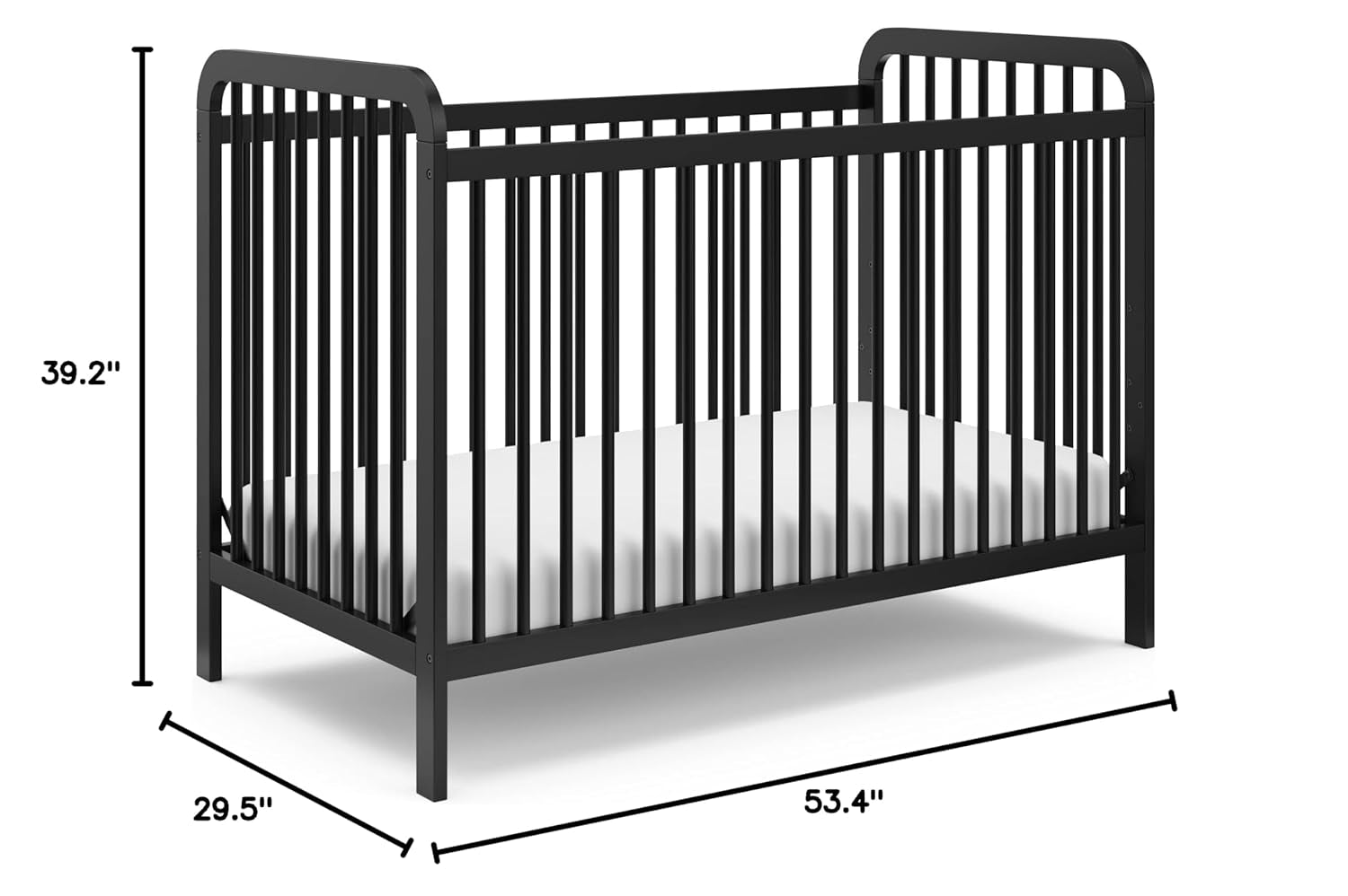 Storkcraft Pasadena 3-In-1 Convertible Crib (Black) – GREENGUARD Gold Certified, Converts to Daybed and Toddler Bed, Fits Standard Full-Size Crib Mattress, Adjustable Mattress Height