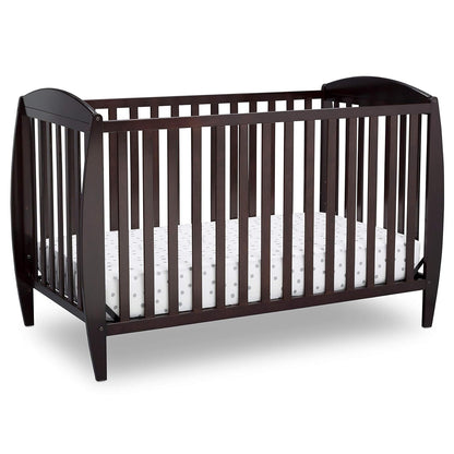 Delta Children Twinkle 4-In-1 Convertible Baby Crib, Sustainable New Zealand Wood, Dark Chocolate and Delta Children Twinkle Galaxy Dual Sided Recycled Fiber Core Crib and Toddler Mattress (Bundle)