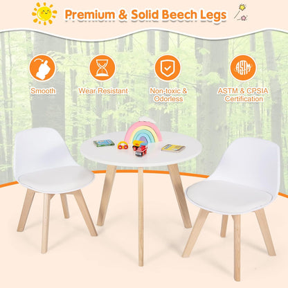 Costzon Kids Table and Chair Set, 3 Pcs Wood Activity Play Table W/Padded Seat & Wood Legs for Arts, Crafts, Reading, Preschool, Kindergarten, Playroom, Mid Century Modern Toddler