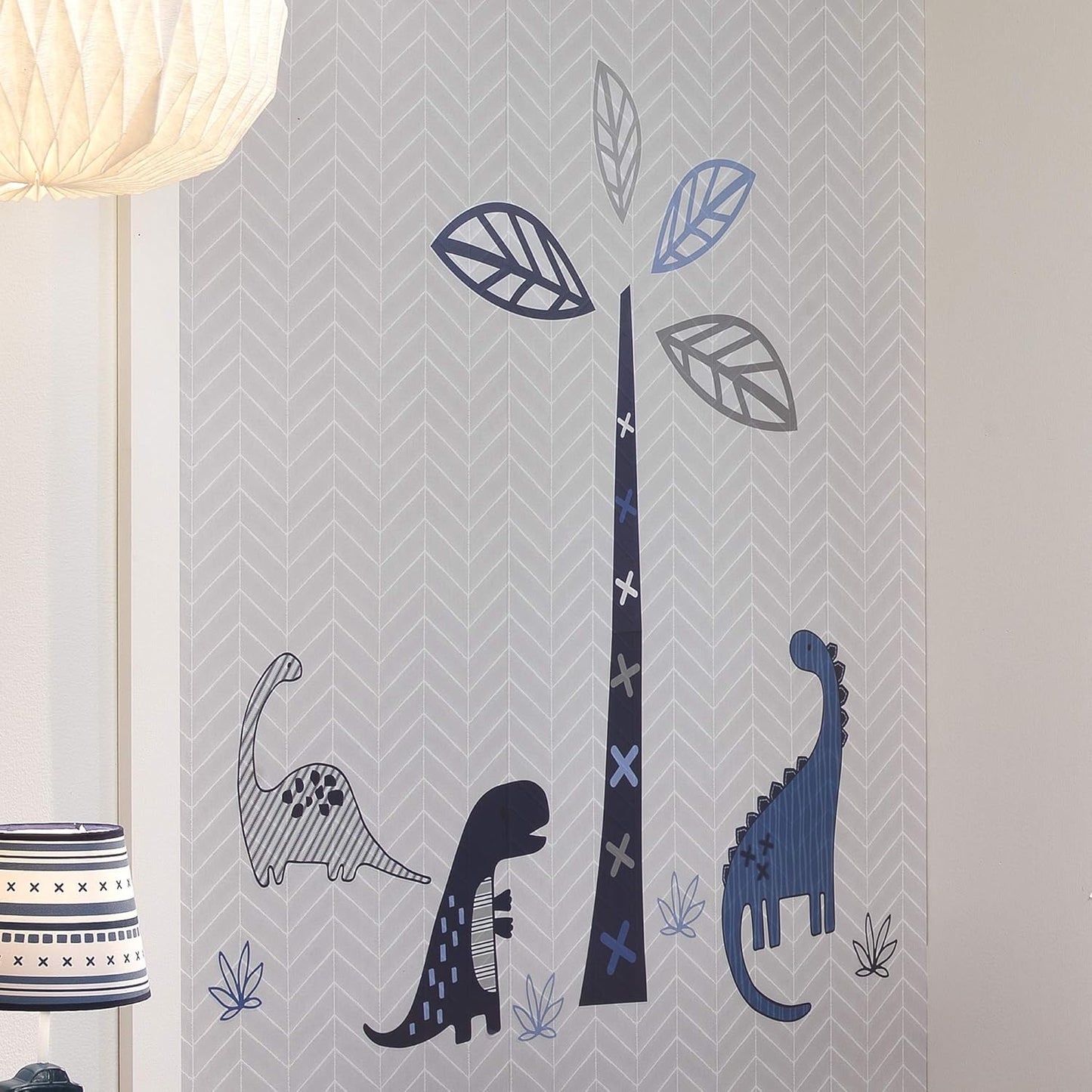 Lambs & Ivy Baby Dino Nursery Blue/Gray Dinosaur and Tree Wall Decals/Stickers