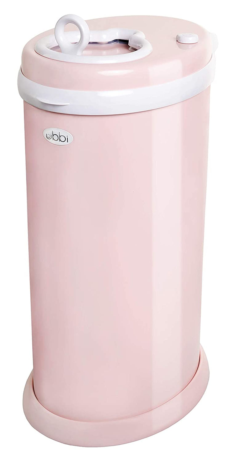 Ubbi Steel Diaper Pail, Odor Locking, No Special Bag Required, Award-Winning, Registry Must-Have, Blush Pink