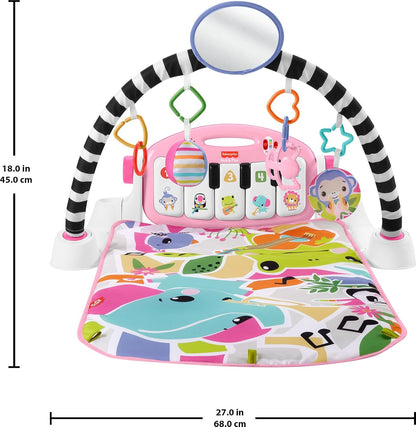 Fisher-Price Baby Playmat Glow and Grow Kick & Play Piano Gym, Pink Musical Learning Toy with Developmental Activities for Newborns 0+ Months