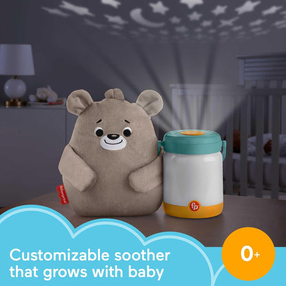 Fisher-Price Newborn Toy Baby Bear & Firefly Soother, Plush Sound Machine with Detachable Toddler Night Light for Infants Ages 0+ Months