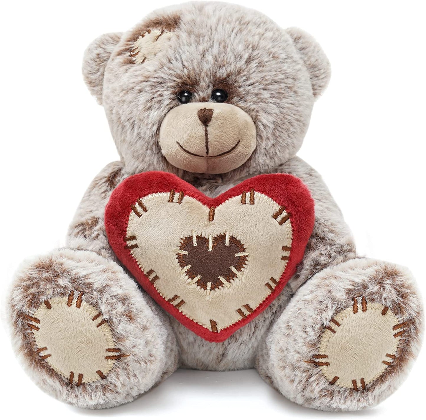 Teddy Bear Stuffed Animals, 10" Plush Stuffed Bear with Red Heart Pillow for Her/Him/Girlfriend/Boyfriend/Babies/Kids/Mom, Unique Gifts for Valentine'S Day/Anniversary/Birthday (Tan)