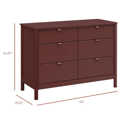 Babyletto Bondi 6-Drawer Assembled Dresser in Forest Green with Vegan Leather Drawer Pulls, Greenguard Gold Certified