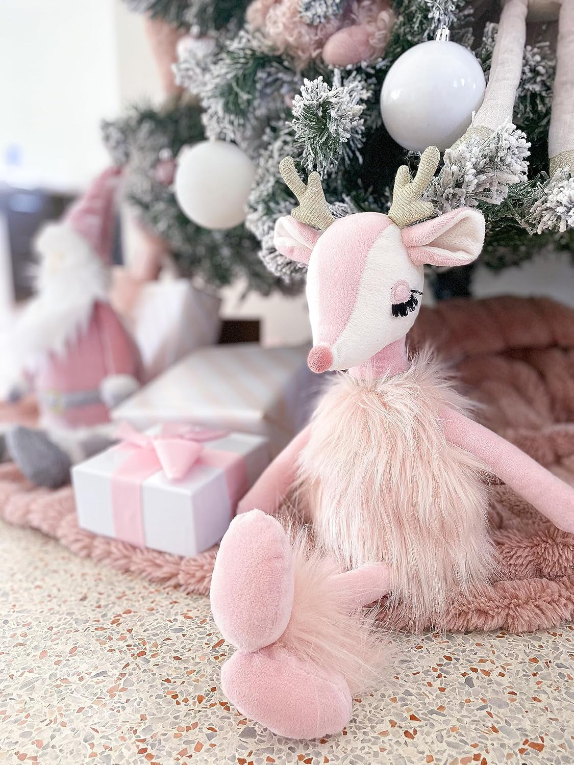 MON AMI Freija the Pink Reindeer Stuffed Animal Doll – 17”, Deer Plush Toy, Use as Toy or Room Décor, Great Gift for Kids of All Ages, Ideal Gift for Christmas