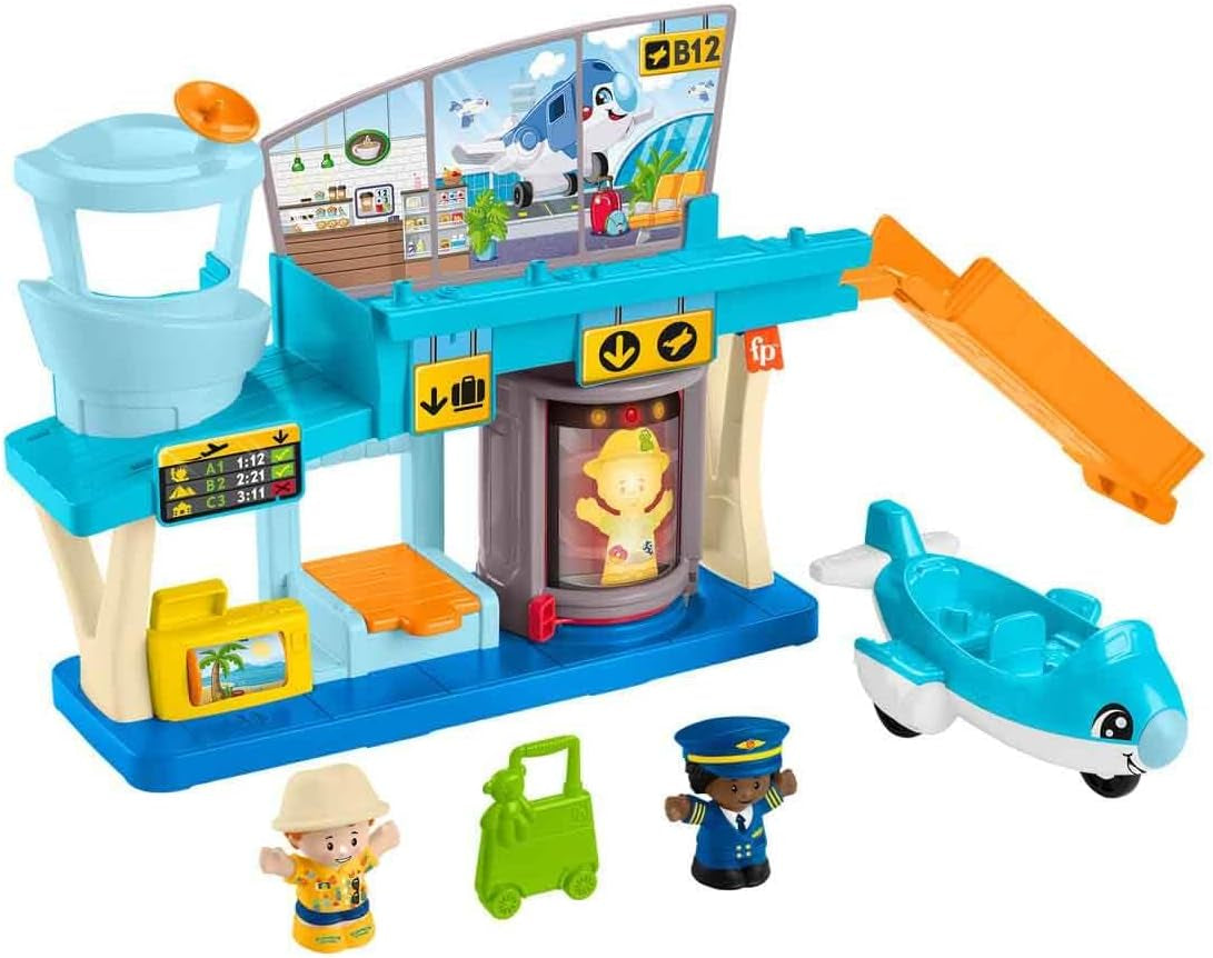 Fisher-Price Little People Toddler Toy Everyday Adventures Airport Playset with Airplane for Preschool Pretend Play Ages 1+ Years