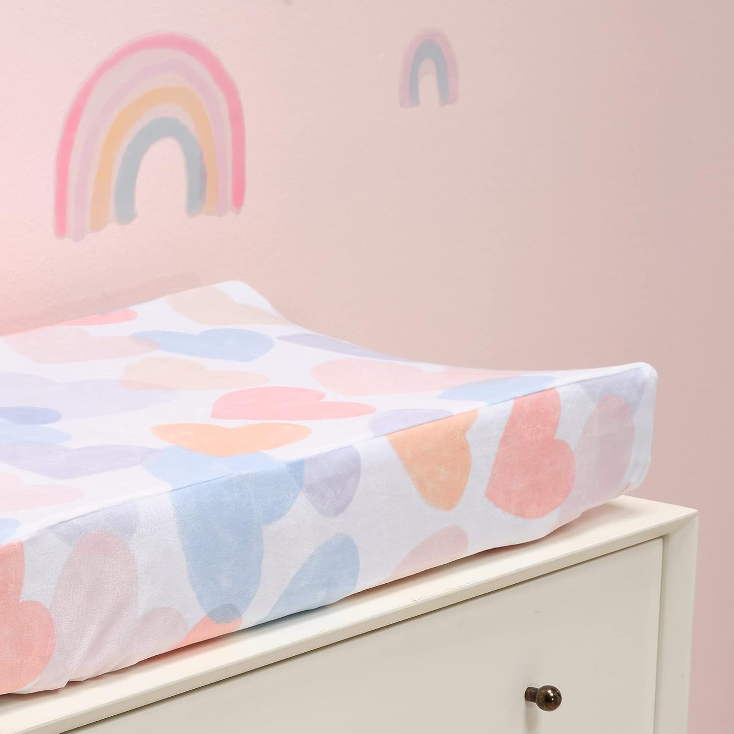 Bedtime Originals Rainbow Hearts Pink/Purple Baby/Infant Changing Pad Cover