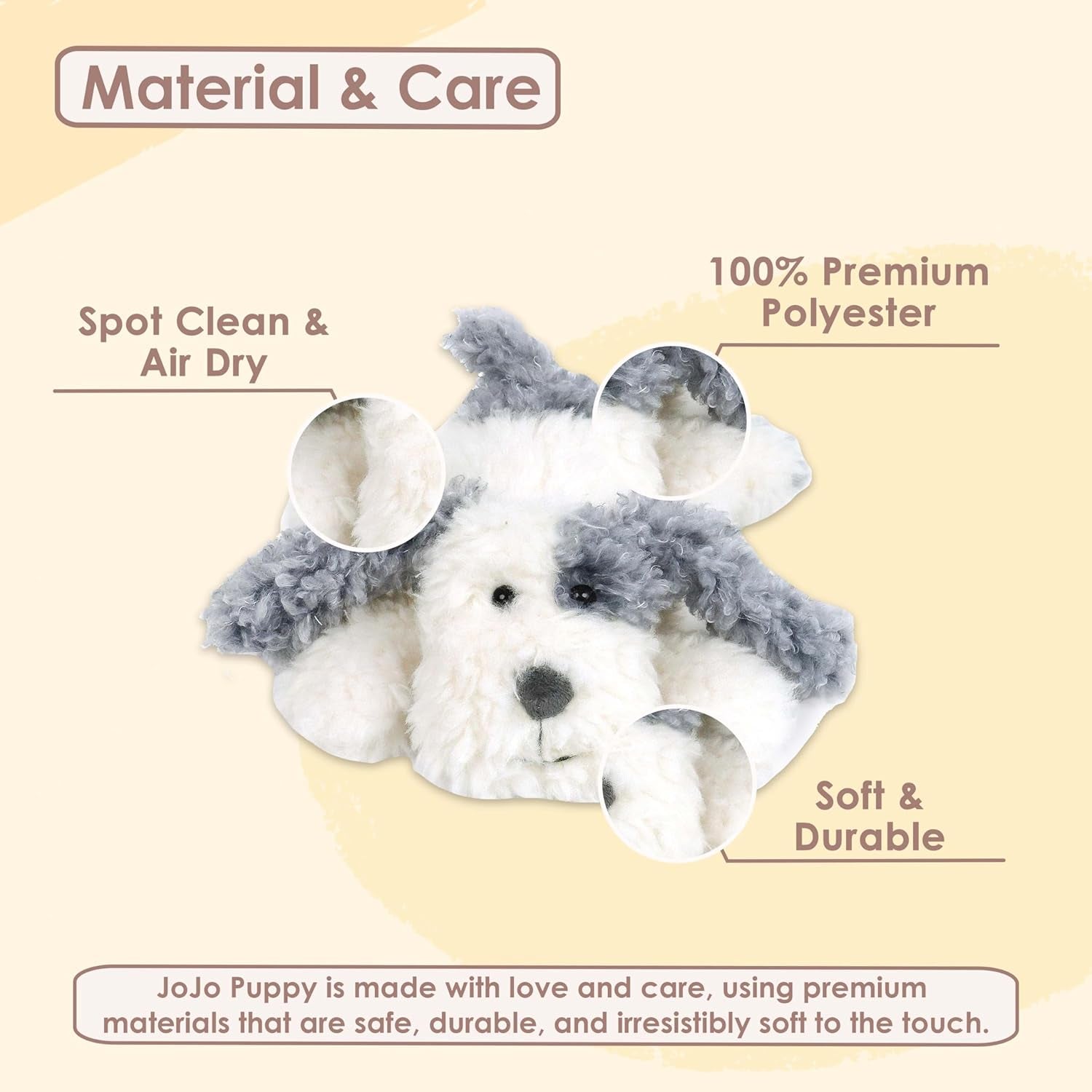 MON AMI Jojo the Puppy Plush Animal Toy 10” Handcrafted Premium Stuffed Dog Toy, Soft Cuddly Toy for Little Boys/Girls/Toddlers/Pre-School Kids