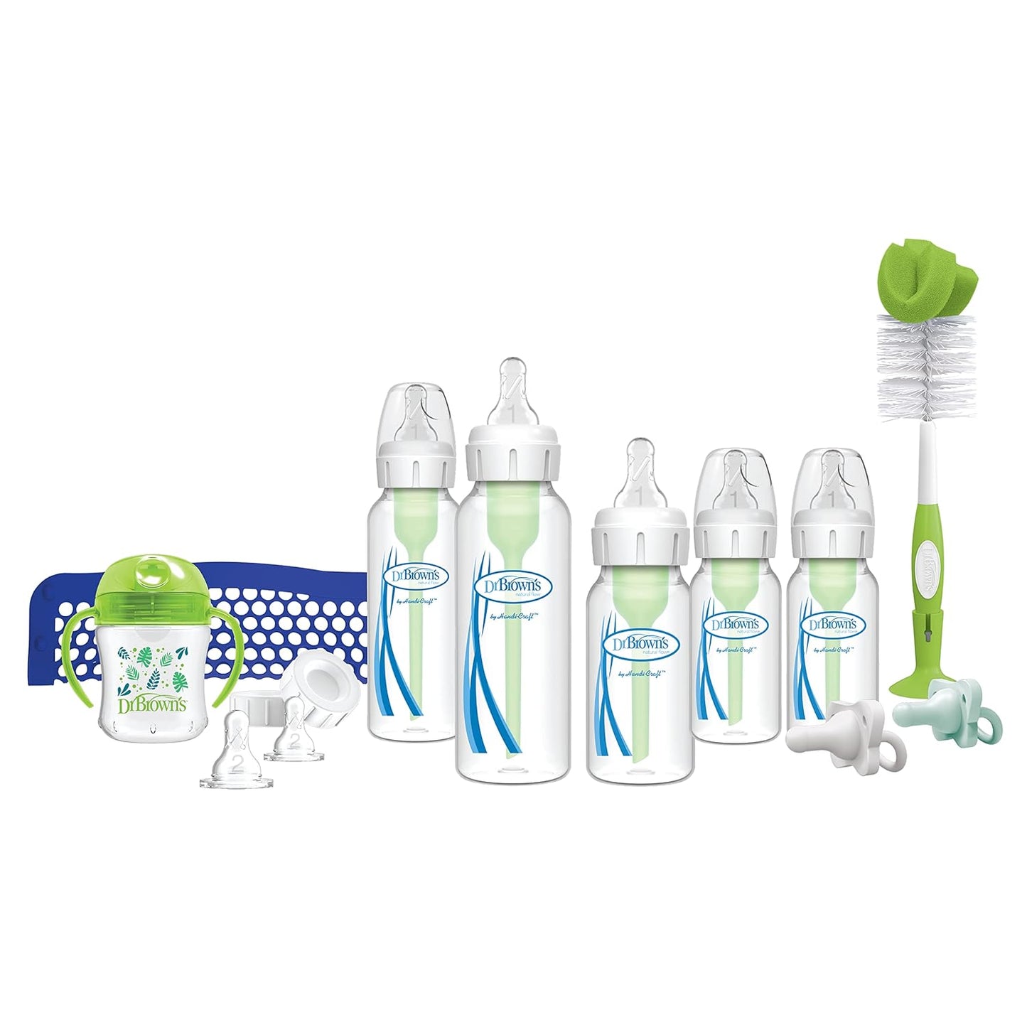 Dr. Brown'S Natural Flow Anti-Colic Options+ Narrow Baby Bottle Gift Set with Advantage Pacifier, and Bottle Travel Caps