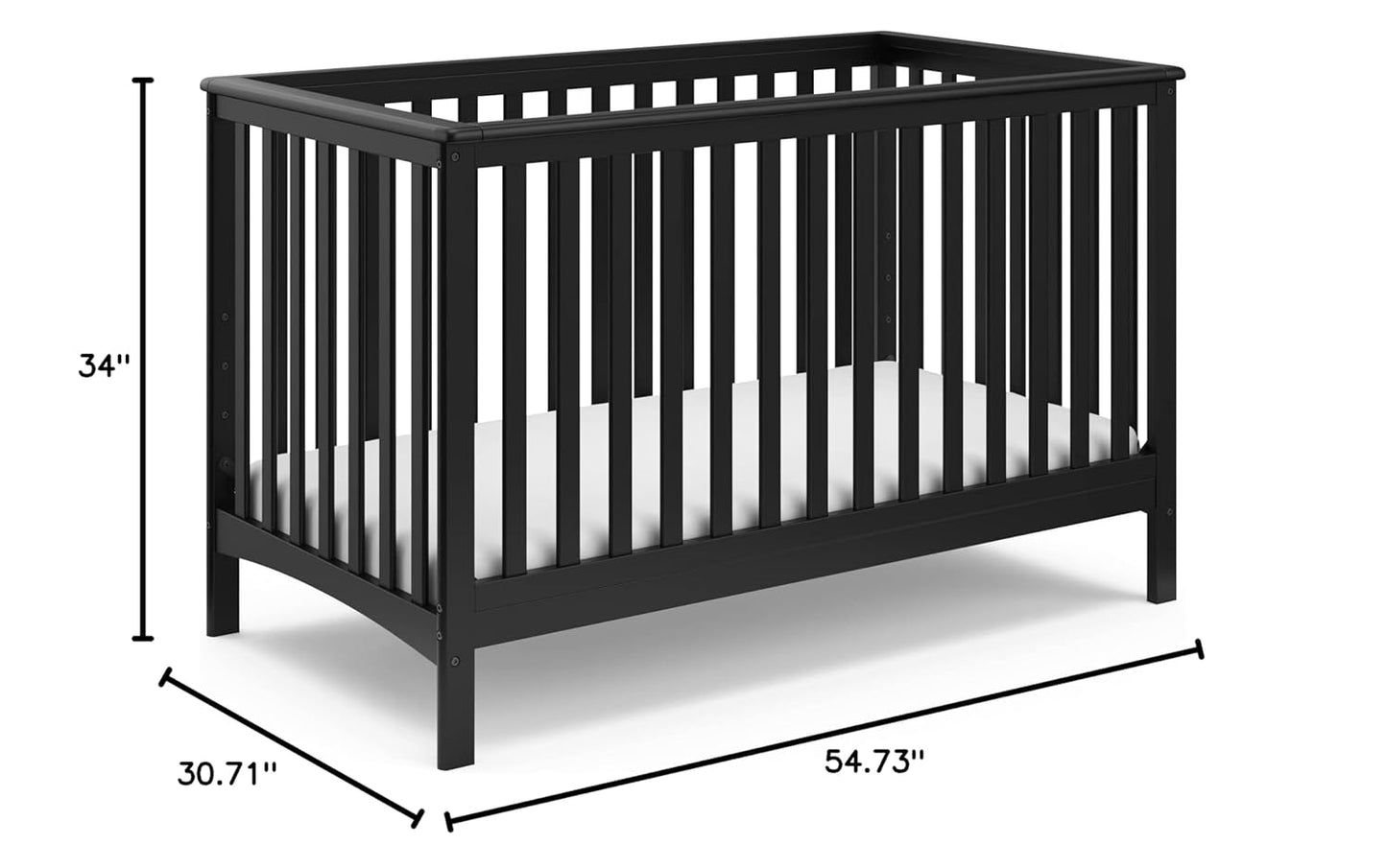 Storkcraft Hillcrest 4-In-1 Convertible Crib (Black) - Converts to Daybed, Toddler Bed, and Full-Size Bed, Fits Standard Full-Size Crib Mattress, Adjustable Mattress Support Base