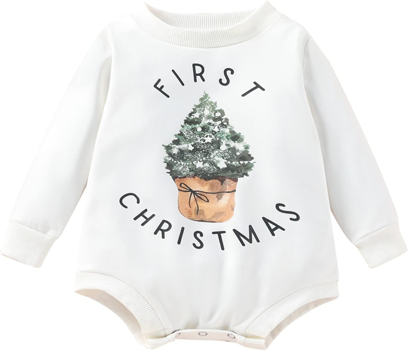 Baby Girl Boy Christmas Clothes Letter Print Sweatshirt Romper Infant Long Sleeve Bubble Romper Winter Outfit