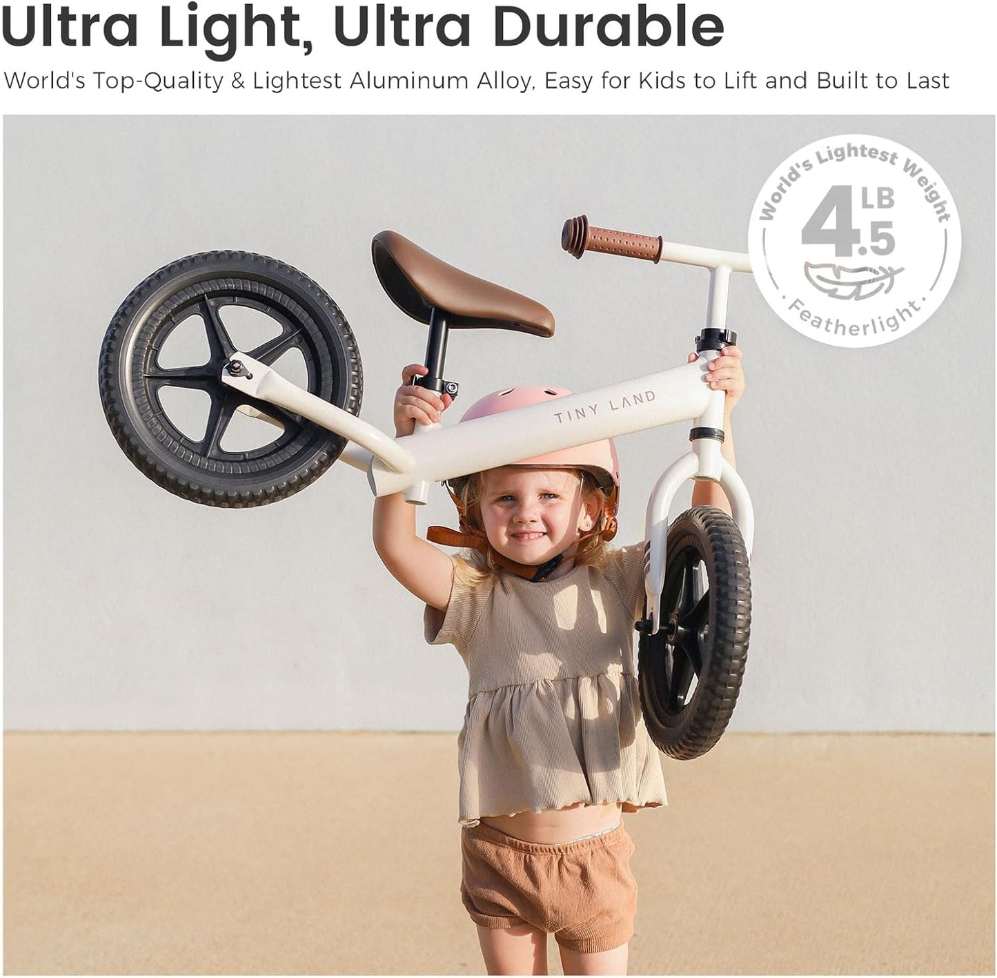 Tiny Land Ultra-Light 12" Toddler Balance Bike 2 Year Old - Premium Aluminum Alloy Frame, Adjustable Seat & Handlebar, for Boys and Girls Ages 2-5 Years Old