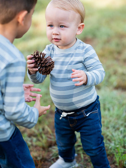 RUGGEDBUTTS® Baby/Toddler Boys Henley Raglan Long Sleeve Baseball Tee Bodysuit Knit One-Piece