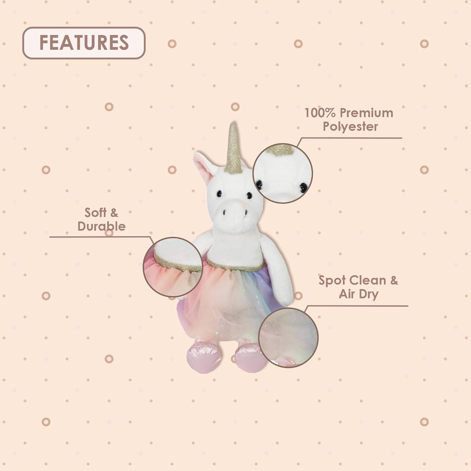 MON AMI Zoey the Unicorn Stuffed Animal - 17", Soft & Cuddly Stuffed Plush Animal Doll, Unicorn Gifts for Girls/Kids, Use as Toy or Nursery Room Decor