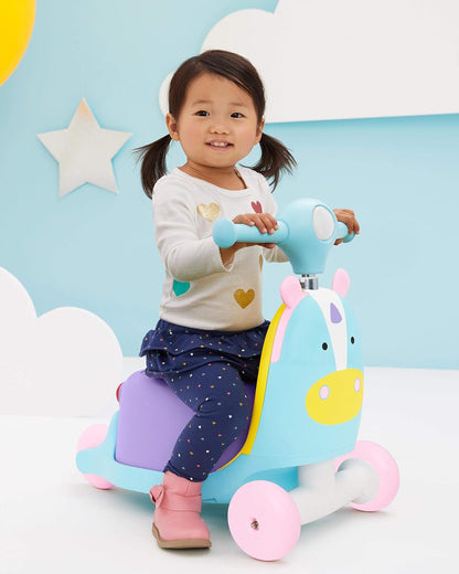 Skip Hop 3-In-1 Baby Activity Push Walker to Toddler Scooter, Zoo Unicorn