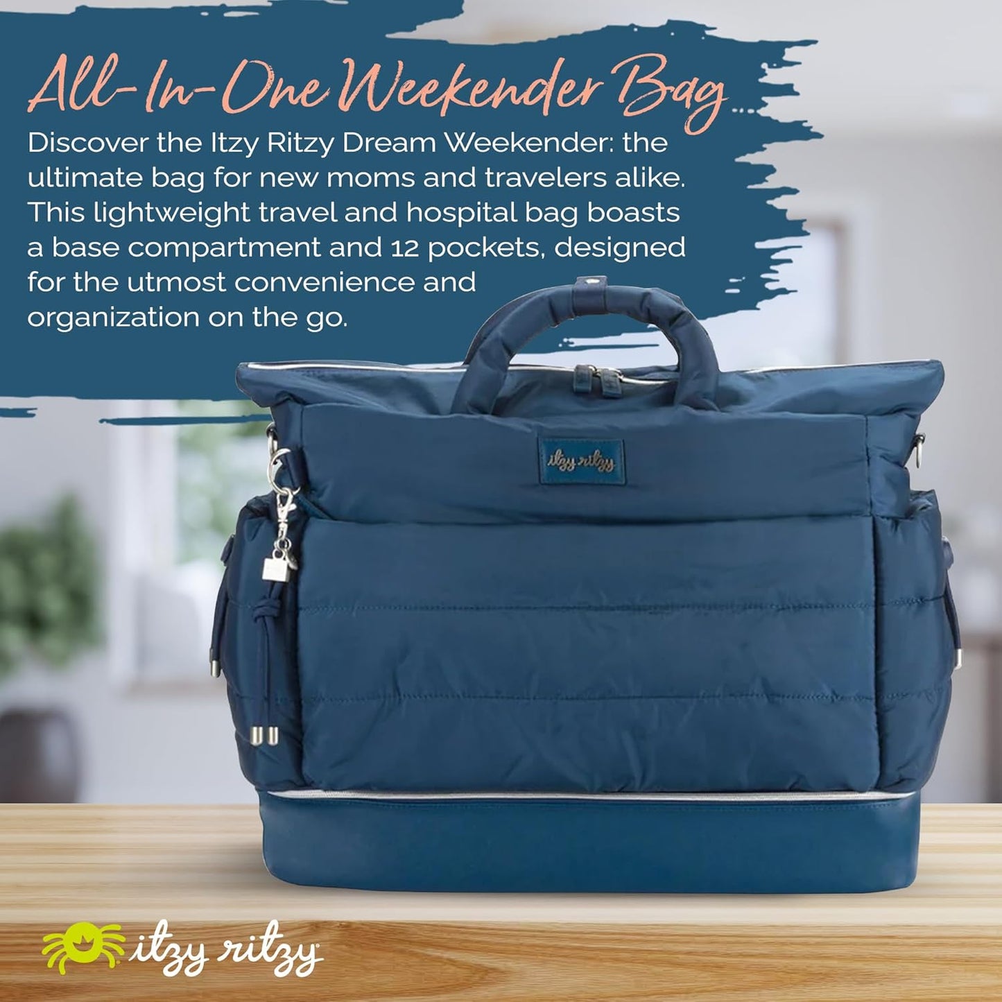 Itzy Ritzy Dream Weekender Travel Bag - Lightweight Overnight & Hospital Bag Features