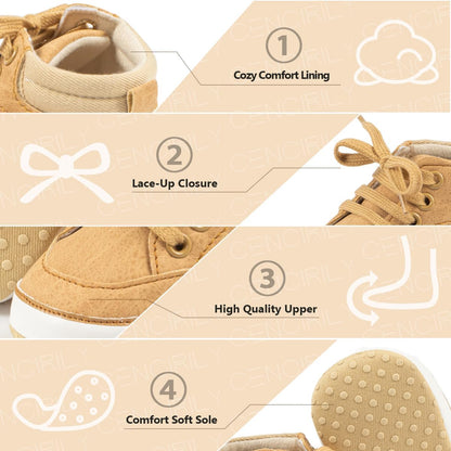 CENCIRILY Baby Boys Girls High Top Sneakers Soft Soles anti Skid Infant Ankle Shoes Toddler Prewalker First Walking Crib Shoes