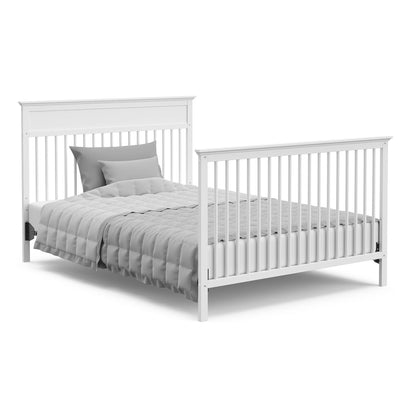 Storkcraft Carmel 5-In-1 Convertible Crib (White) - GREENGUARD Gold Certified, Converts to Toddler Bed & Full-Size Bed, Fits Standard Full-Size Crib Mattress, 4 Adjustable Mattress Heights